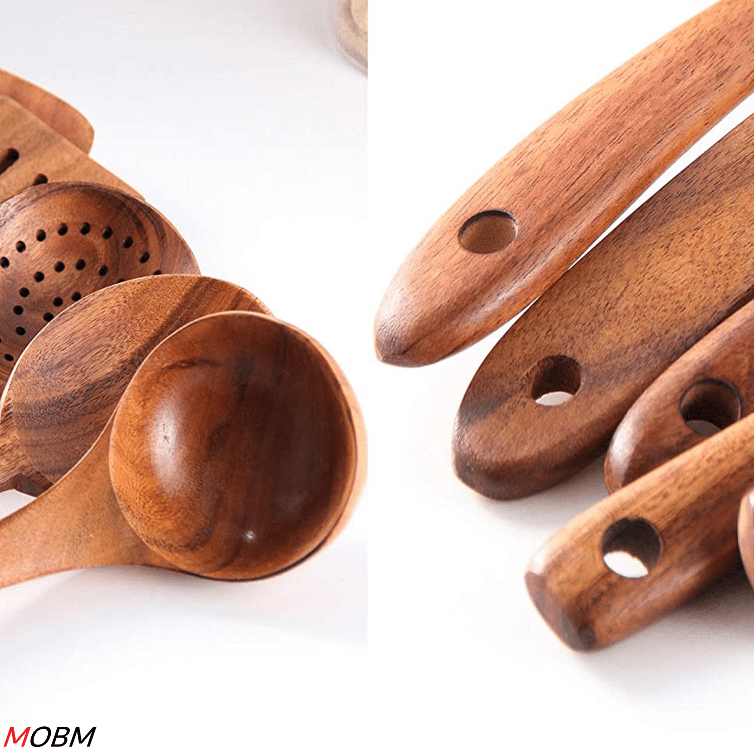 Wooden Kitchen Cooking Utensils 6 PCS Teak Wooden Spoons and Spatula for Cooking Sleek and Non - stick Cookware - BlushBe